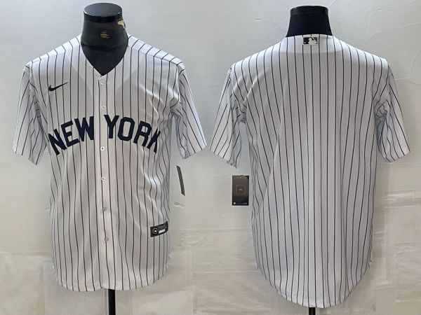 Men New York Yankees Blank White Stripe Game Nike 2024 MLB Jersey style 10